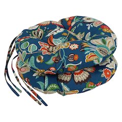 16-inch Spun Polyester Patterned Outdoor Round Tufted Chair Cushions (Set of 2)