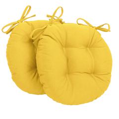 16-inch Solid Twill Round Tufted Chair Cushions (Set of 2)