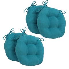 16-inch Solid Micro Suede Round Tufted Chair Cushions (Set of 4)