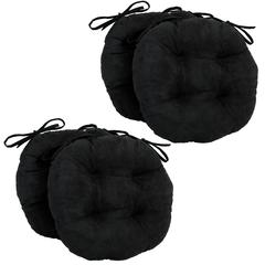 16-inch Solid Micro Suede Round Tufted Chair Cushions (Set of 4)