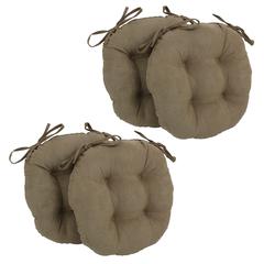 16-inch Solid Micro Suede Round Tufted Chair Cushions (Set of 4)
