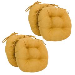 16-inch Solid Micro Suede Round Tufted Chair Cushions (Set of 4)