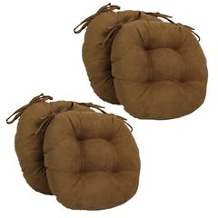 16-inch Solid Micro Suede Round Tufted Chair Cushions (Set of 4)
