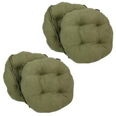 16-inch Solid Micro Suede Round Tufted Chair Cushions (Set of 4)