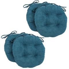 16-inch Solid Microsuede Round Tufted Chair Cushions (Set of 4) 916X16RD-T-4CH-MS-TL