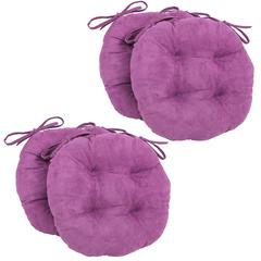 16-inch Solid Microsuede Round Tufted Chair Cushions (Set of 4) 916X16RD-T-4CH-MS-UV