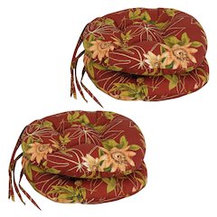 16-inch Spun Polyester Patterned Outdoor Round Tufted Chair Cushions (Set of 4)