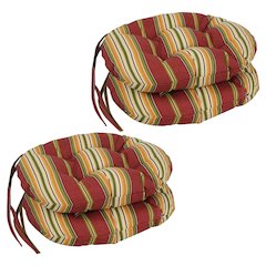 16-inch Spun Polyester Patterned Outdoor Round Tufted Chair Cushions (Set of 4)