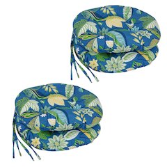 16-inch Spun Polyester Patterned Outdoor Round Tufted Chair Cushions (Set of 4)