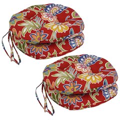 16-inch Spun Polyester Patterned Outdoor Round Tufted Chair Cushions (Set of 4)