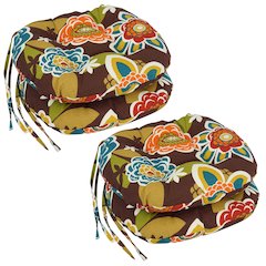 16-inch Spun Polyester Patterned Outdoor Round Tufted Chair Cushions (Set of 4)