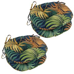 16-inch Spun Polyester Patterned Outdoor Round Tufted Chair Cushions (Set of 4)