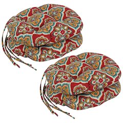 16-inch Spun Polyester Patterned Outdoor Round Tufted Chair Cushions (Set of 4)