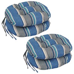 16-inch Spun Polyester Patterned Outdoor Round Tufted Chair Cushions (Set of 4)