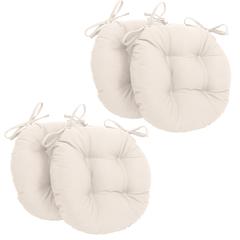 16-inch Solid Twill Round Tufted Chair Cushions (Set of 4)