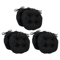 16-inch Solid Microsuede Round Tufted Chair Cushions (Set of 6)  916X16RD-T-6CH-MS-BK