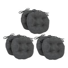 16-inch Solid Microsuede Round Tufted Chair Cushions (Set of 6)  916X16RD-T-6CH-MS-GY