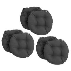 16-inch Spun Polyester Solid Outdoor Round Tufted Chair Cushion