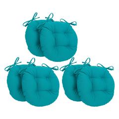 16-inch Solid Twill Round Tufted Chair Cushions (Set of 6)  916X16RD-T-6CH-TW-AB