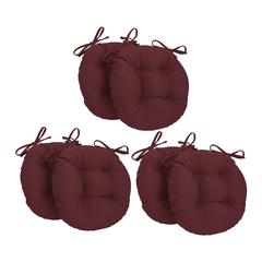 16-inch Solid Twill Round Tufted Chair Cushions (Set of 6)  916X16RD-T-6CH-TW-BG