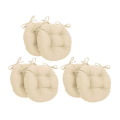 16-inch Solid Twill Round Tufted Chair Cushions (Set of 6)  916X16RD-T-6CH-TW-EG