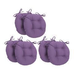 16-inch Solid Twill Round Tufted Chair Cushions (Set of 6)  916X16RD-T-6CH-TW-GP