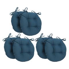 16-inch Solid Twill Round Tufted Chair Cushions (Set of 6)  916X16RD-T-6CH-TW-IN