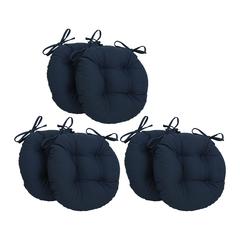 16-inch Solid Twill Round Tufted Chair Cushions (Set of 6)  916X16RD-T-6CH-TW-NV