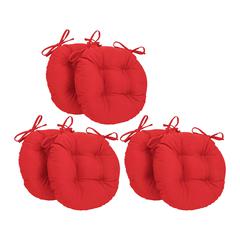 16-inch Solid Twill Round Tufted Chair Cushions (Set of 6)  916X16RD-T-6CH-TW-RD