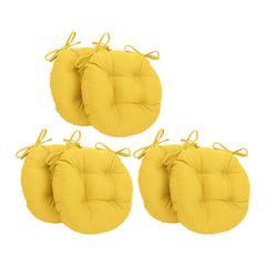 16-inch Solid Twill Round Tufted Chair Cushions (Set of 6)  916X16RD-T-6CH-TW-SS
