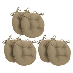 16-inch Solid Twill Round Tufted Chair Cushions (Set of 6)  916X16RD-T-6CH-TW-TF