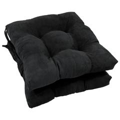 16-inch Solid Micro Suede Square Tufted Chair Cushions (Set of 2)