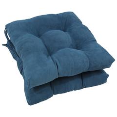 16-inch Solid Micro Suede Square Tufted Chair Cushions (Set of 2)
