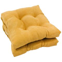 16-inch Solid Micro Suede Square Tufted Chair Cushions (Set of 2)