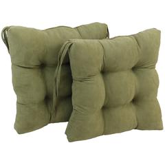 16-inch Solid Micro Suede Square Tufted Chair Cushions (Set of 2)