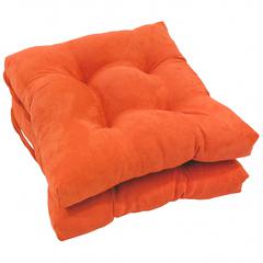 16-inch Solid Micro Suede Square Tufted Chair Cushions (Set of 2)