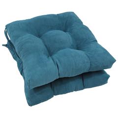 16-inch Solid Microsuede Square Tufted Chair Cushions (Set of 2)  916X16SQ-T-2CH-MS-TL
