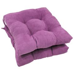16-inch Solid Microsuede Square Tufted Chair Cushions (Set of 2)  916X16SQ-T-2CH-MS-UV