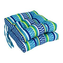 16-inch Spun Polyester Patterned Outdoor Square Tufted Chair Cushion