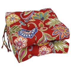 16-inch Spun Polyester Patterned Outdoor Square Tufted Chair Cushions (Set of 2)