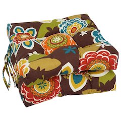16-inch Spun Polyester Patterned Outdoor Square Tufted Chair Cushions (Set of 2)