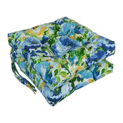 16-inch Spun Polyester Patterned Outdoor Square Tufted Chair Cushion