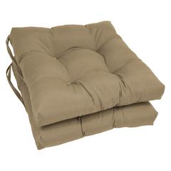16-inch Solid Twill Square Tufted Chair Cushions (Set of 2)