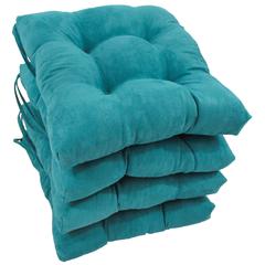 16-inch Solid Micro Suede Square Tufted Chair Cushions (Set of 4)