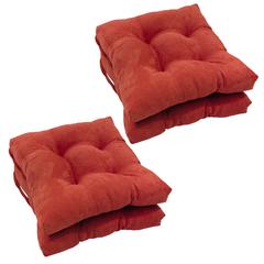 16-inch Solid Micro Suede Square Tufted Chair Cushions (Set of 4)
