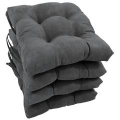 16-inch Solid Micro Suede Square Tufted Chair Cushions (Set of 4)