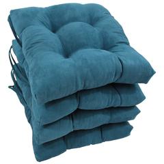 16-inch Solid Microsuede Square Tufted Chair Cushions (Set of 4) 916X16SQ-T-4CH-MS-TL