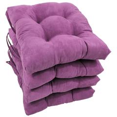 16-inch Solid Microsuede Square Tufted Chair Cushions (Set of 4) 916X16SQ-T-4CH-MS-UV