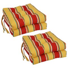 16-inch Spun Polyester Patterned Outdoor Square Tufted Chair Cushions (Set of 4)