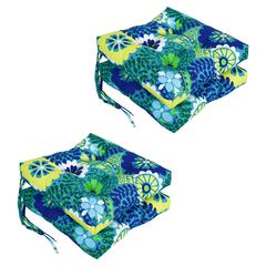 16-inch Spun Polyester Patterned Outdoor Square Tufted Chair Cushion